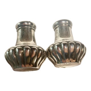 Antique English Sterling Silver Salt & Pepper Shakers- a Pair For Sale