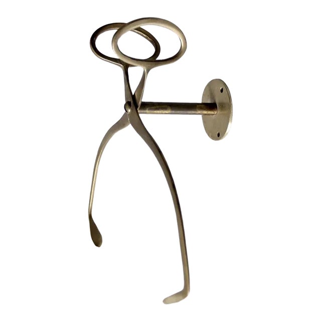 Antique Brass Wall Mount Ice Block Tongs For Sale