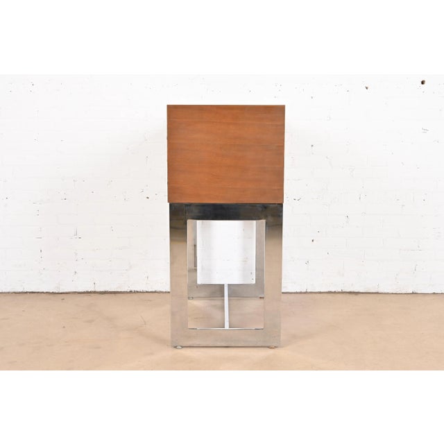 Mid-Century Modern Walnut and Chrome 15-Drawer Library Card Catalog For Sale - Image 10 of 12