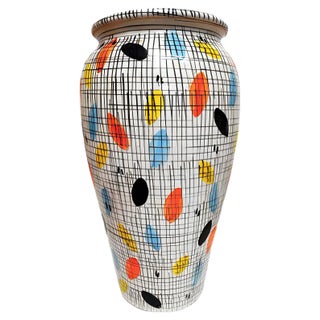 Italian Polychrome Ceramic Vase, 1970s For Sale
