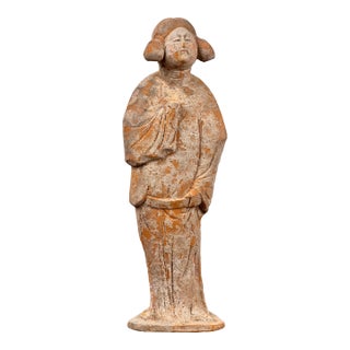 Antique Chinese Tang Dynasty (618-907 Ad) Terracotta Figure of a Standing Court Lady With Coa For Sale