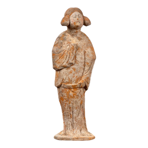 Antique Chinese Tang Dynasty (618-907 Ad) Terracotta Figure of a Standing Court Lady With Coa