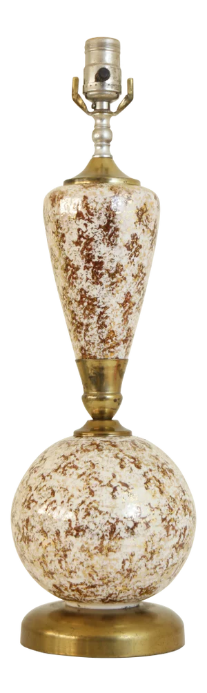 1940s Vintage Gold & White Speckled Table Lamp