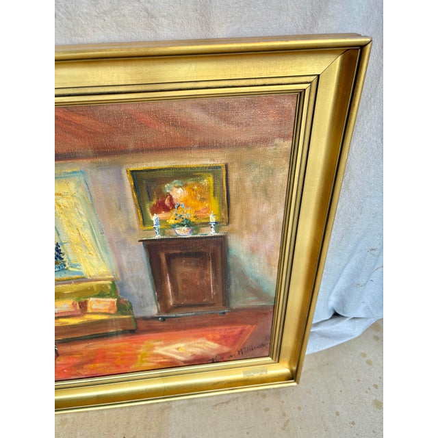 Early 20th Century Interior Painting Oil on Canvas For Sale - Image 4 of 12