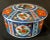 1980s Vintage Chinese Hand Painted Red & Blue Peacock Floral Round Porcelain Trinket Dresser Box For Sale - Image 5 of 9