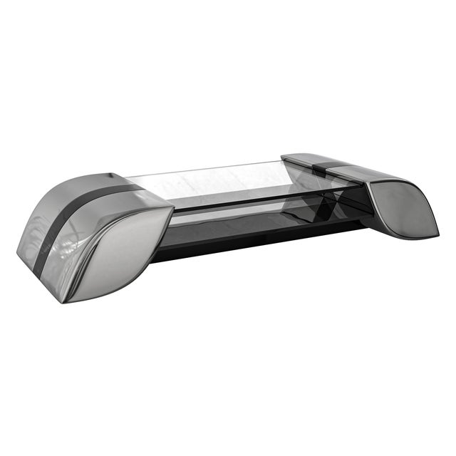 "Il Destino" Coffee Table With Stainless Steel, Handmade For Sale In Los Angeles - Image 6 of 7