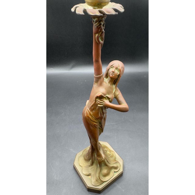Antique Signed Ludwig Beck ( L. Beck ) Bronze Art Nouveau Table Lamp For Sale - Image 9 of 13
