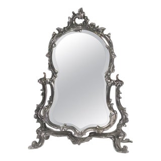 Napoleon III Silver-Plated Metal Table Mirror For Sale
