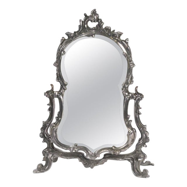Napoleon III Silver-Plated Metal Table Mirror For Sale