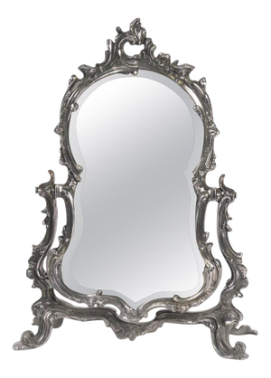 Napoleon III Silver-Plated Metal Table Mirror