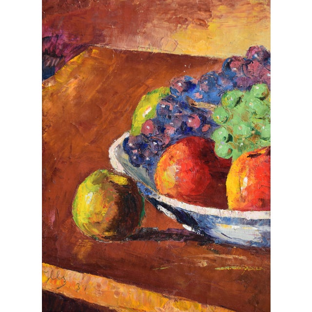 Jean Lehmann, Still Life with Apples and Grapes, 1931, Oil on Canvas For Sale - Image 4 of 14