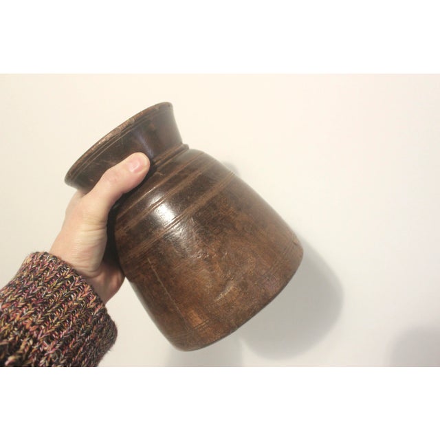 Primitive Wood Vase With Repair For Sale - Image 10 of 11