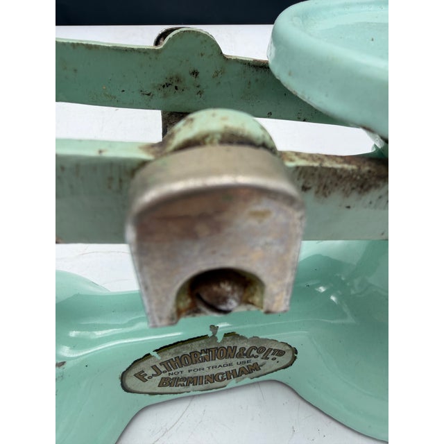 Farmhouse Antique Mint Green Kitchen Scale For Sale - Image 3 of 9