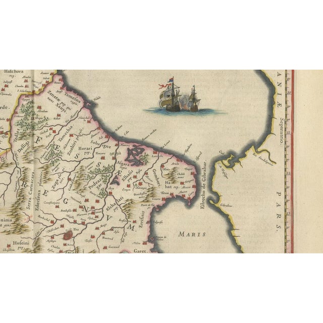 Antique Hand-Colored Map of Morocco with Fez and Marrakesh from Blaeu, 1642 For Sale - Image 9 of 11