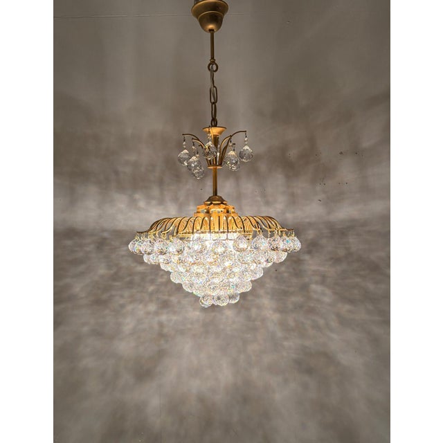 Hollywood Regency Chandelier with Crystal Glass Shades by Ernst Palme, Germany, 1960s For Sale - Image 13 of 18