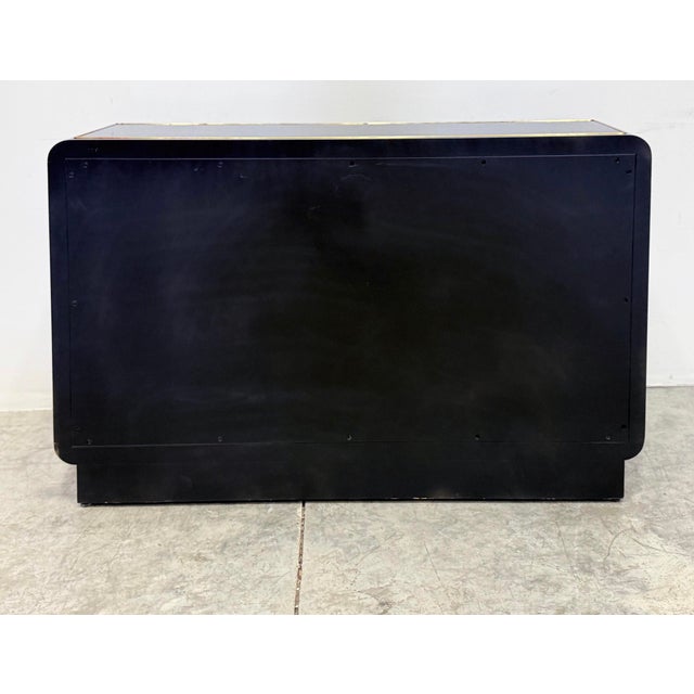 1970s Newly Lacquered Asian-Theme Mastercraft Cabinet, Overscale Brass Hardware For Sale - Image 10 of 10