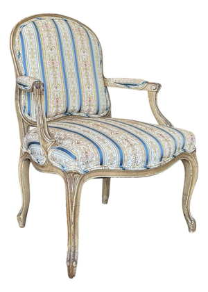 18th Century Louis XV Walnut Fauteuil/Armchair in Early Painted Finish