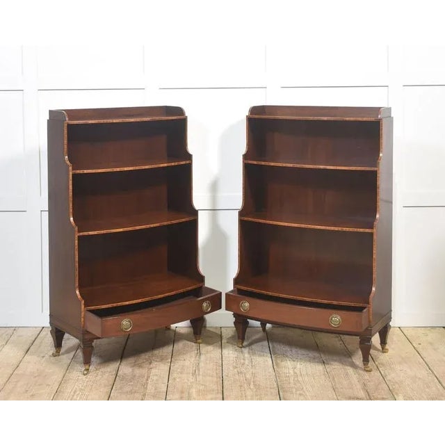 Mahogany Inlaid Open Bookcases, 1890s, Set of 2 For Sale - Image 16 of 18