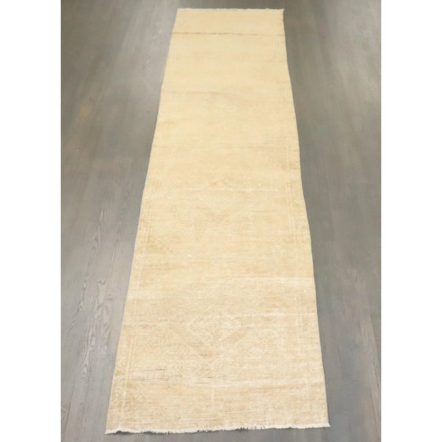 Shabby Chic Neutral Pale 20th Century Turkish Runner, 3' X 12'3'' For Sale - Image 3 of 9