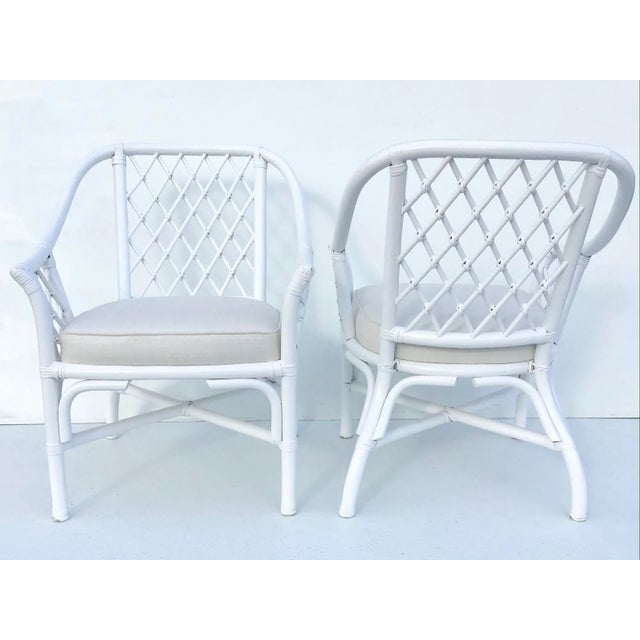 Wood Ficks Reed Barrel Chairs in White Lacquer and Todd Hase Textiles- a Pair For Sale - Image 7 of 13