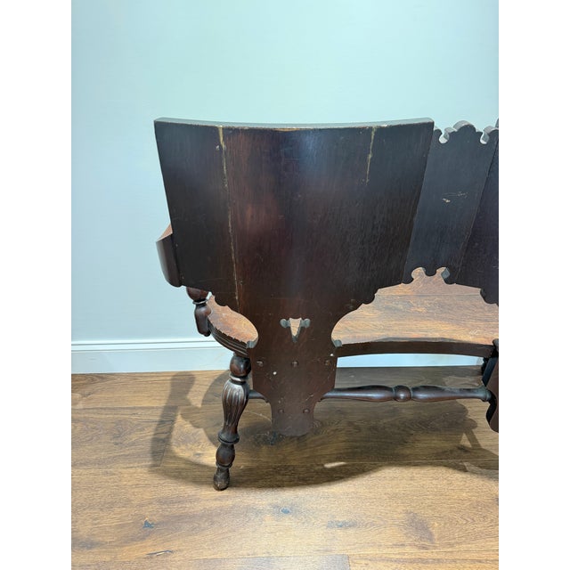 Antique German Black Forest Carved Tiger Oak Drunken Monk Tavern Bench For Sale - Image 11 of 16