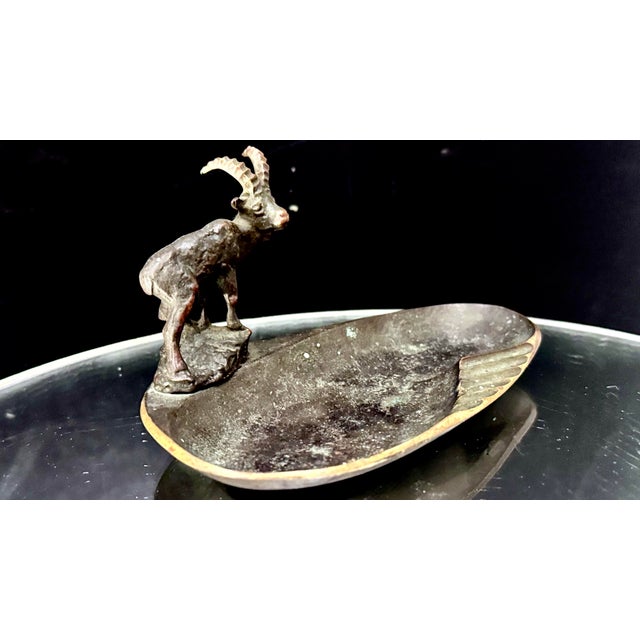 Antique French Cast Iron Ibex Figural Ashtray, Art Nouveau, C. 1900 For Sale - Image 4 of 9