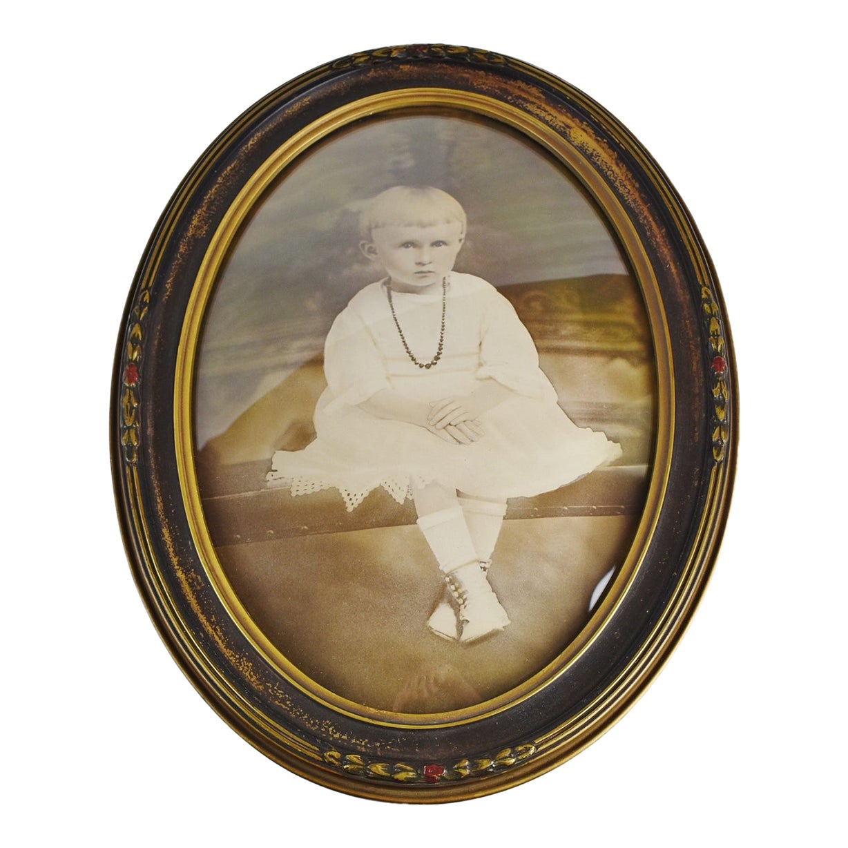 Vintage Convex Glass Floral Design Picture Frame Chairish