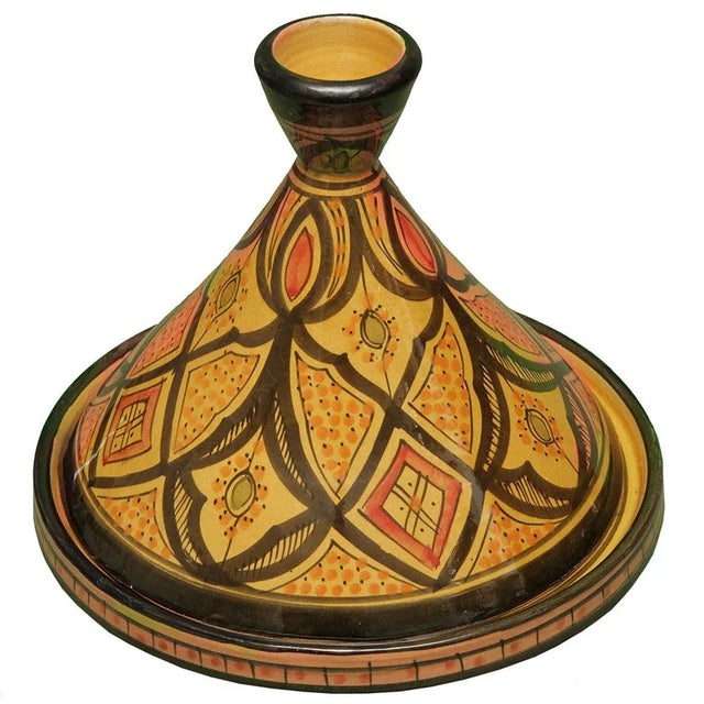 Offered is a handmade and hand-painted decorative tagine made by the Berbers in the High Atlas Mountains of Morocco. This...