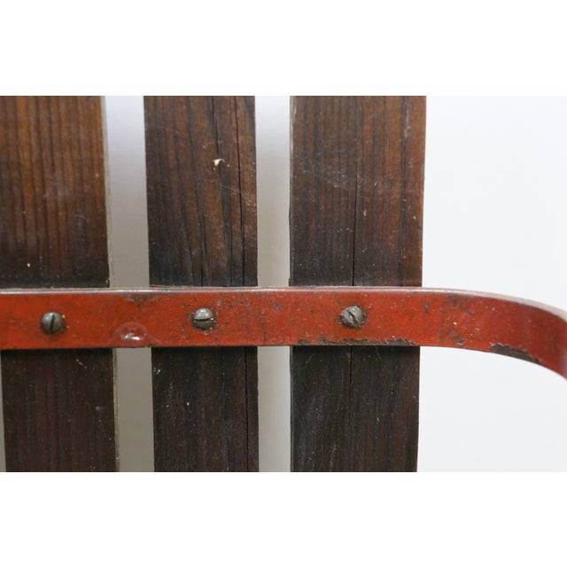 Mid Century Slatted Oak & Iron Snow Sled Sleigh Pull Tow Toboggan Sledge 34" For Sale - Image 16 of 18