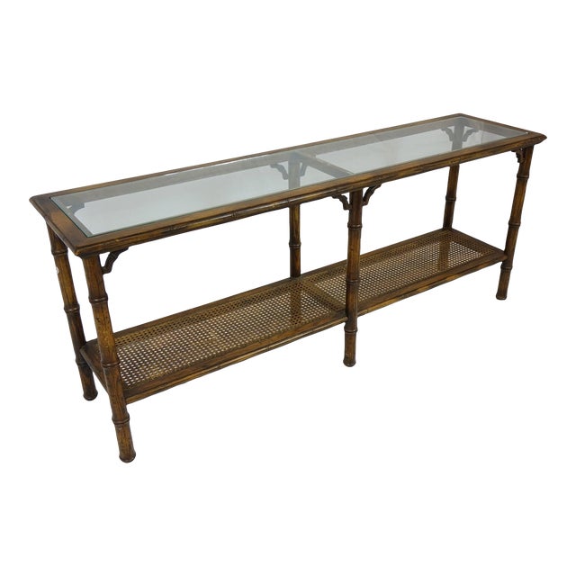 Mid 20th Century Glass and wood Side table | Chairish