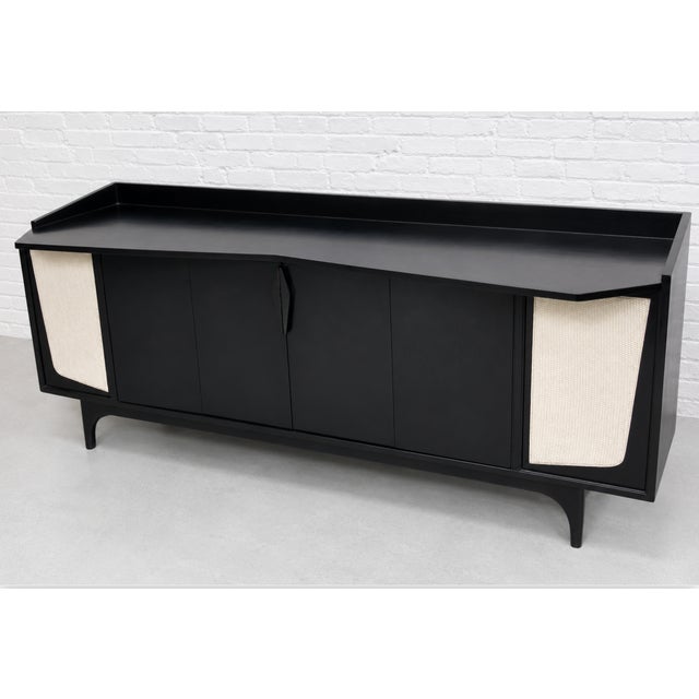 Extra Long Black Mid Century Modern Credenza | Custom Sideboard in the Style of Gio Ponti, C. 1960's For Sale - Image 9 of 15