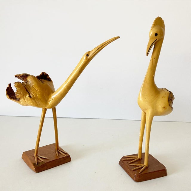 Midcentury Burl Wood Bird Figurines a Pair Chairish