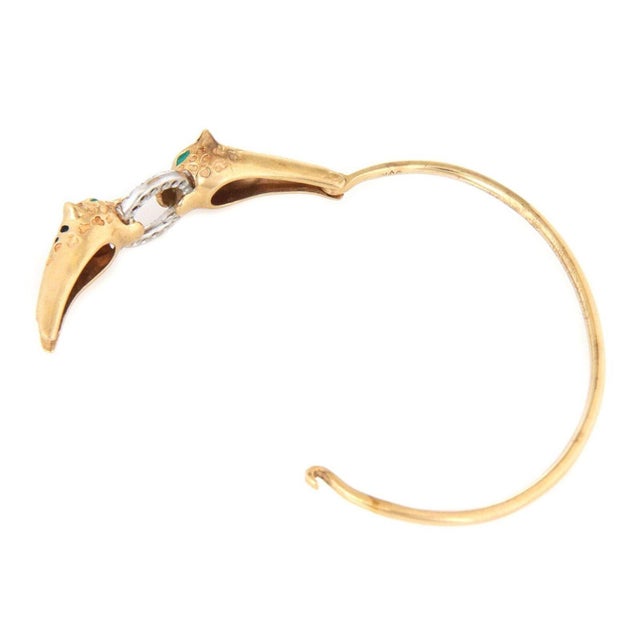 Late 20th Century Vintage Diamond 14k Gold 2 Panther Head Door Knocker Bracelet For Sale - Image 5 of 7
