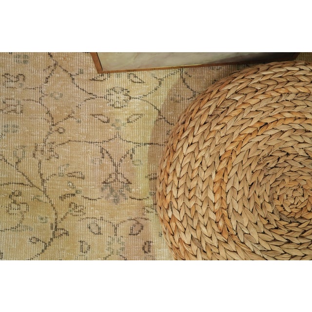 1970s Vintage Turkish Handmade Wool Cotton Beige Area Rug For Sale - Image 11 of 12