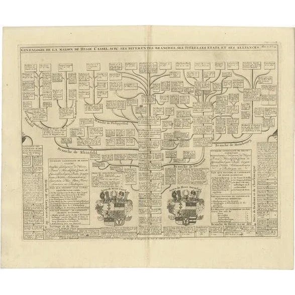 Early 18th Century Genealogy Chart of the Landgraviate Hessen-Kassel by Chatelain, Germany, 1732 For Sale - Image 5 of 5