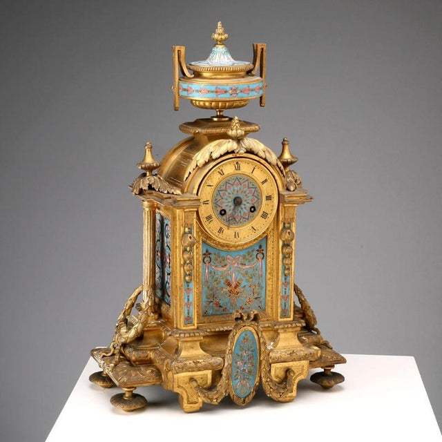 Gilded Bronze and Cloisonné Enamel Table Clock For Sale - Image 13 of 13