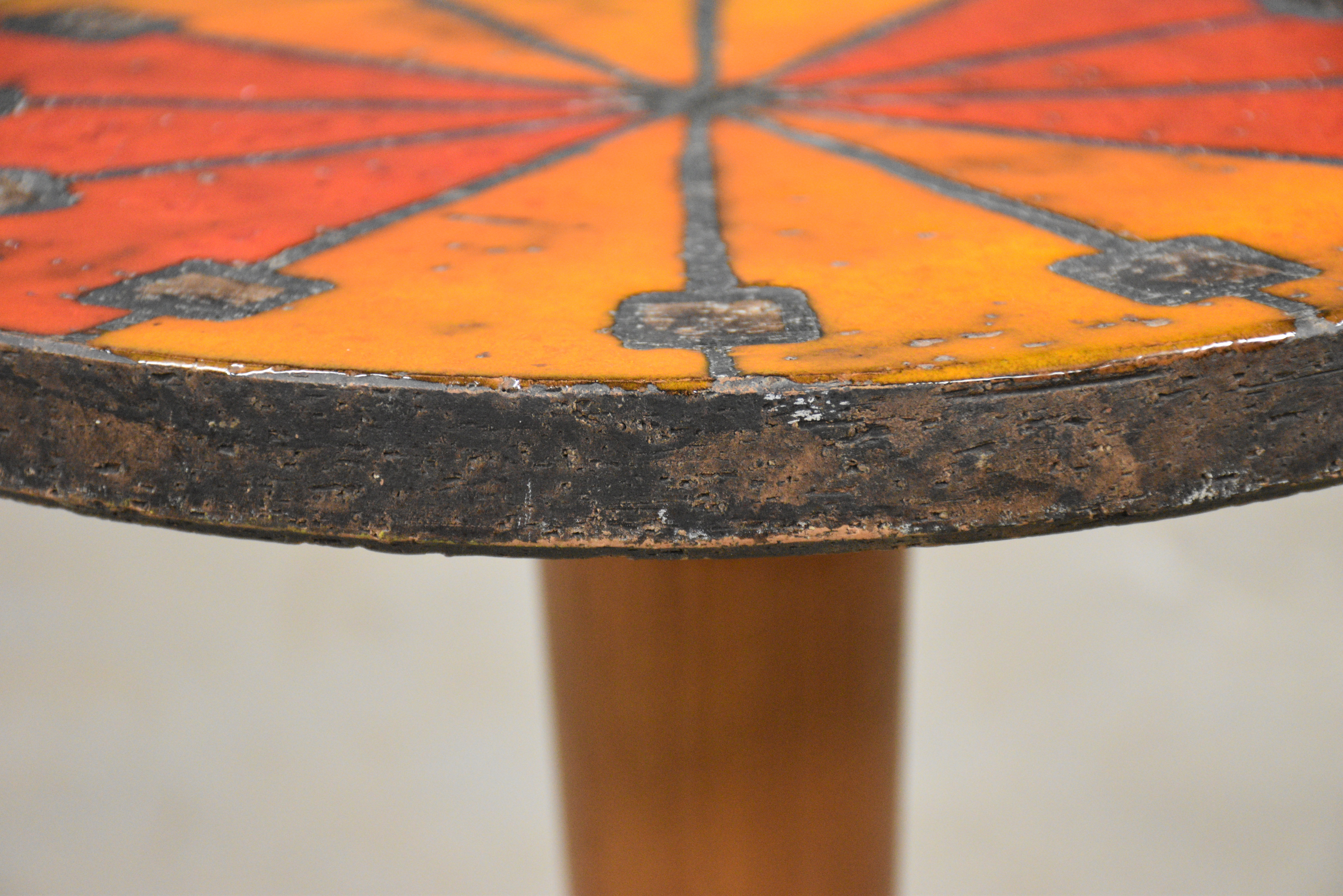 美品■BITOSSI■陶板テーブル■アルド・ロンディデザイン■カラフル幾何学模様 1960s Aldo Londi Bitossi Ceramic Side Table | Chairish