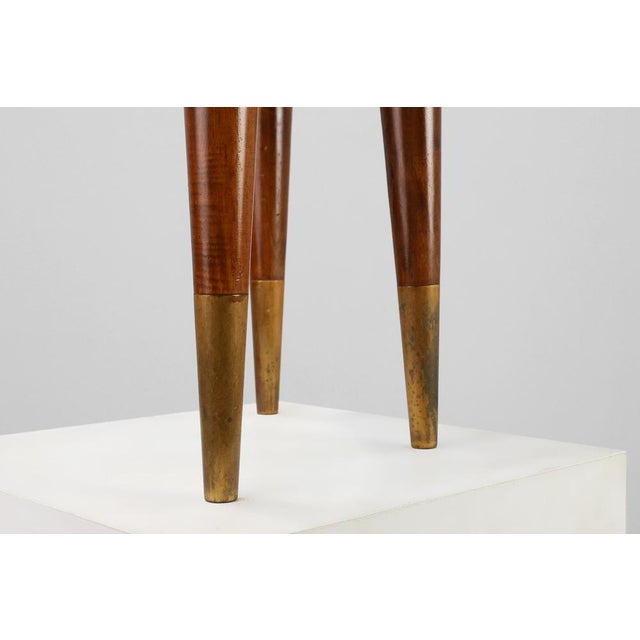 1950s Small Table in Wood and Brass in the style of Gio Ponti, Italy, 1950s For Sale - Image 5 of 11