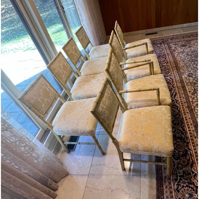 Thomas Chippendale Set of 8 Vintage Faux Bamboo Dining Chairs- Hollywood Regency-Palm Beach For Sale - Image 4 of 12