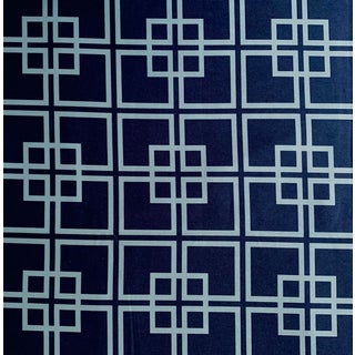 Free Spirit Designer Vicki Payne Safy-010 Blue Chinoiserie Chippendale Fretwork Lattice Trellis Fabric- 2.75 Yards For Sale