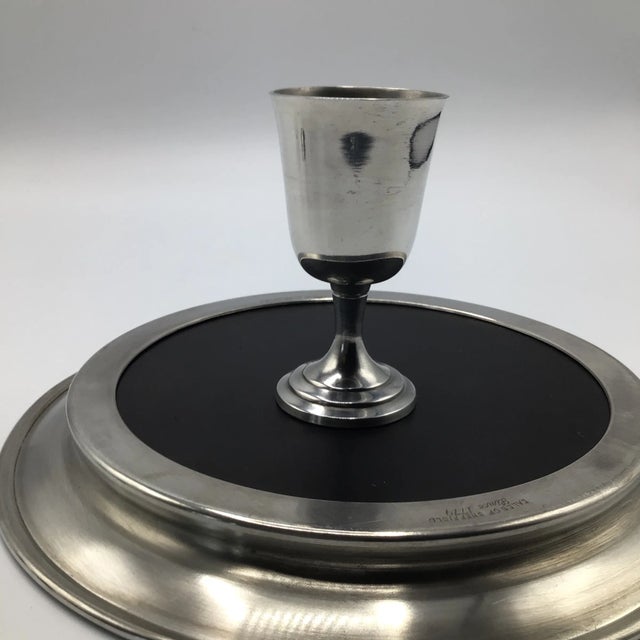 Sheffield Pewter Eales of Sheffield Serving Tray and 6 English Pewter Stemmed Aperitif Glasses - Set of 7 For Sale - Image 4 of 13