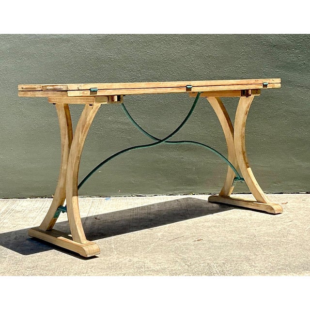Wood Vintage Wood and Metal Extendable Console Table For Sale - Image 7 of 18