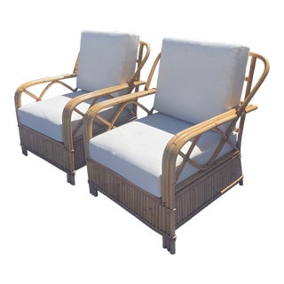 Mid 20th Century Vintage Rattan Lounge Chairs by Ficks Reed, a Pair For Sale