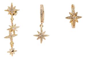 Celestial Trinity Gold & Diamond Earring Set