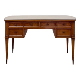 American of Martinsville Vintage MCM Desk W/ Glass Top Four Drawers Transitional For Sale
