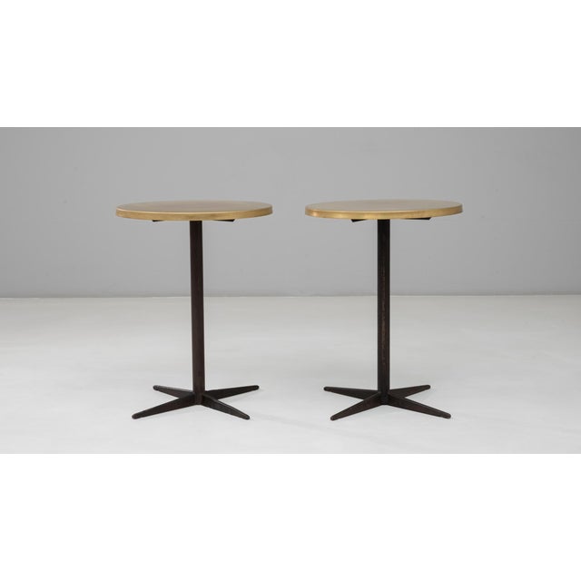 1970s French Iron Bistro Tables With Brass Tops - A Pair For Sale In Greensboro - Image 6 of 18
