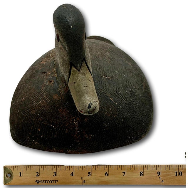 Early 20th Century Unusually Large Size Antique American Carved Wood Hand Painted Duck Hunters Decoy From Downeast Coastal Maine - 22 Inches Long For Sale - Image 5 of 18