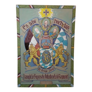 1960s Original Royal Bavarian Infantry Body Regiment Heraldic Army Pencil Drawing Art For Sale