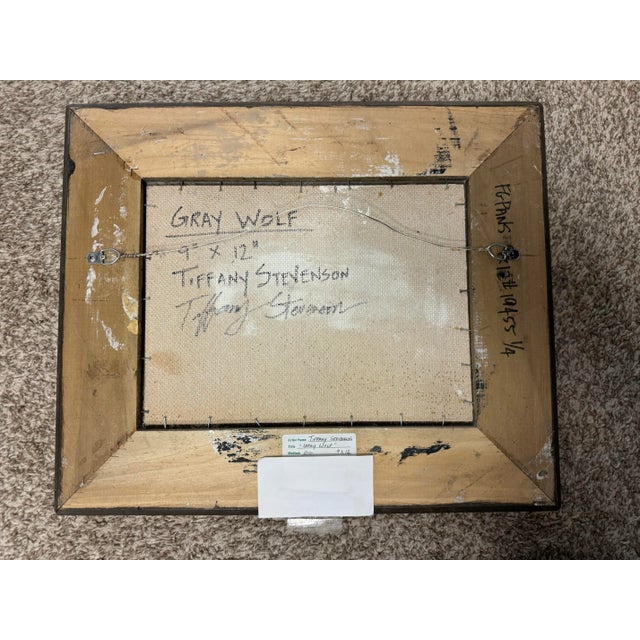 Traditional Original Oil Painting Grey Wolf — Signed Wildlife Art — Neutral Framed Cabin / Lodge Decor For Sale - Image 3 of 8