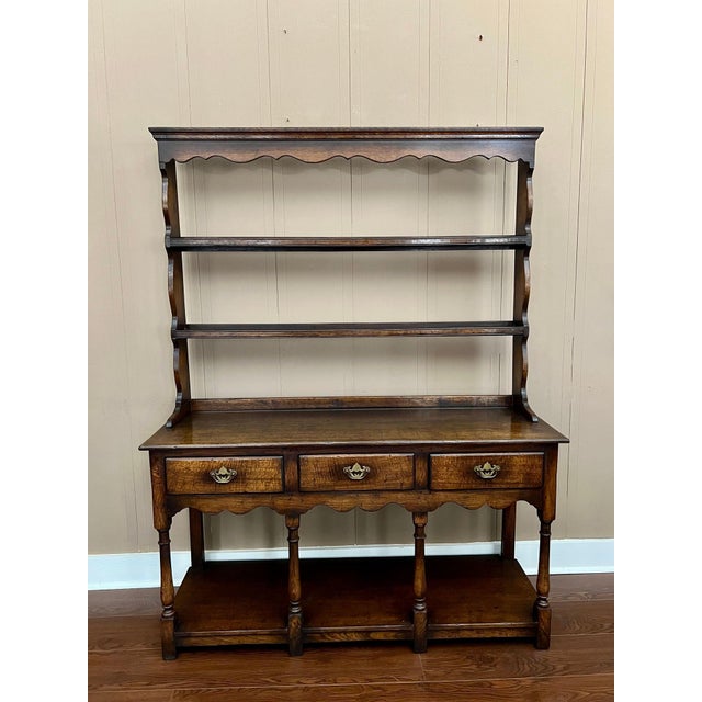 Antique English Dresser Sideboard Plate Rack Potboard Jacobean Tiger Oak C1900 For Sale - Image 4 of 18